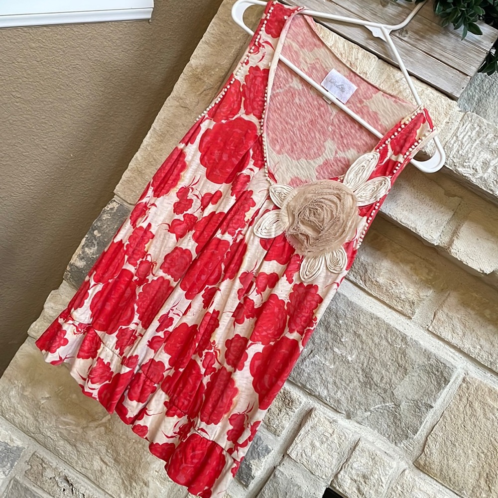 Anthropologie Deletta Orange floral top . Excellent used condition . SZ L